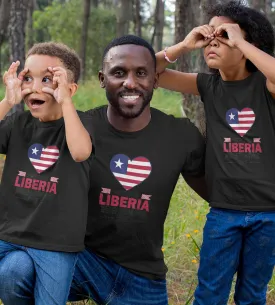 1sttheworld T-Shirt - Happy Liberia Independence Day Flag Heart T-Shirt Black A35