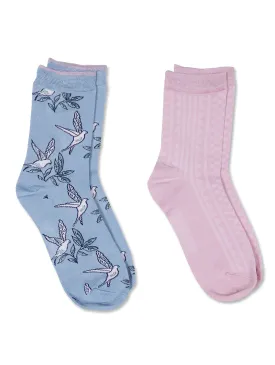 2 Pack Butterfly 3/4 Crew Socks