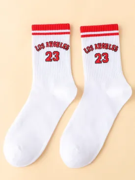 23 Los Angeles Red Decor Crew Socks for Women Fun Socks Funky Socks Novelty