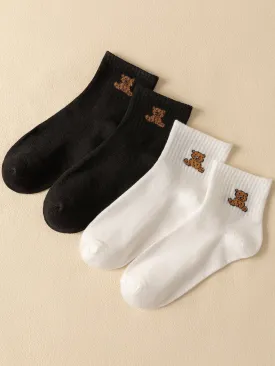 2pairs Bear Pattern Ankle Socks Funny Socks for Women Novelty Socks Funky Socks