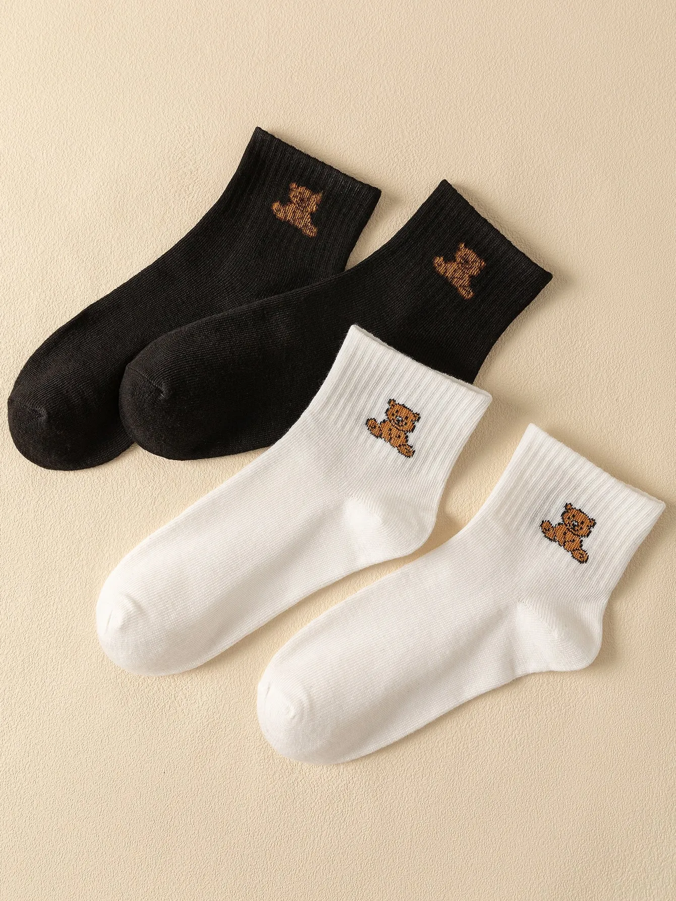 2pairs Bear Pattern Ankle Socks Funny Socks for Women Novelty Socks Funky Socks