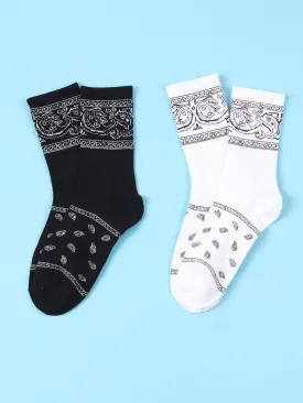 2pairs Paisley Print Crew Socks Silly Socks for Men Funky Socks Funny Socks
