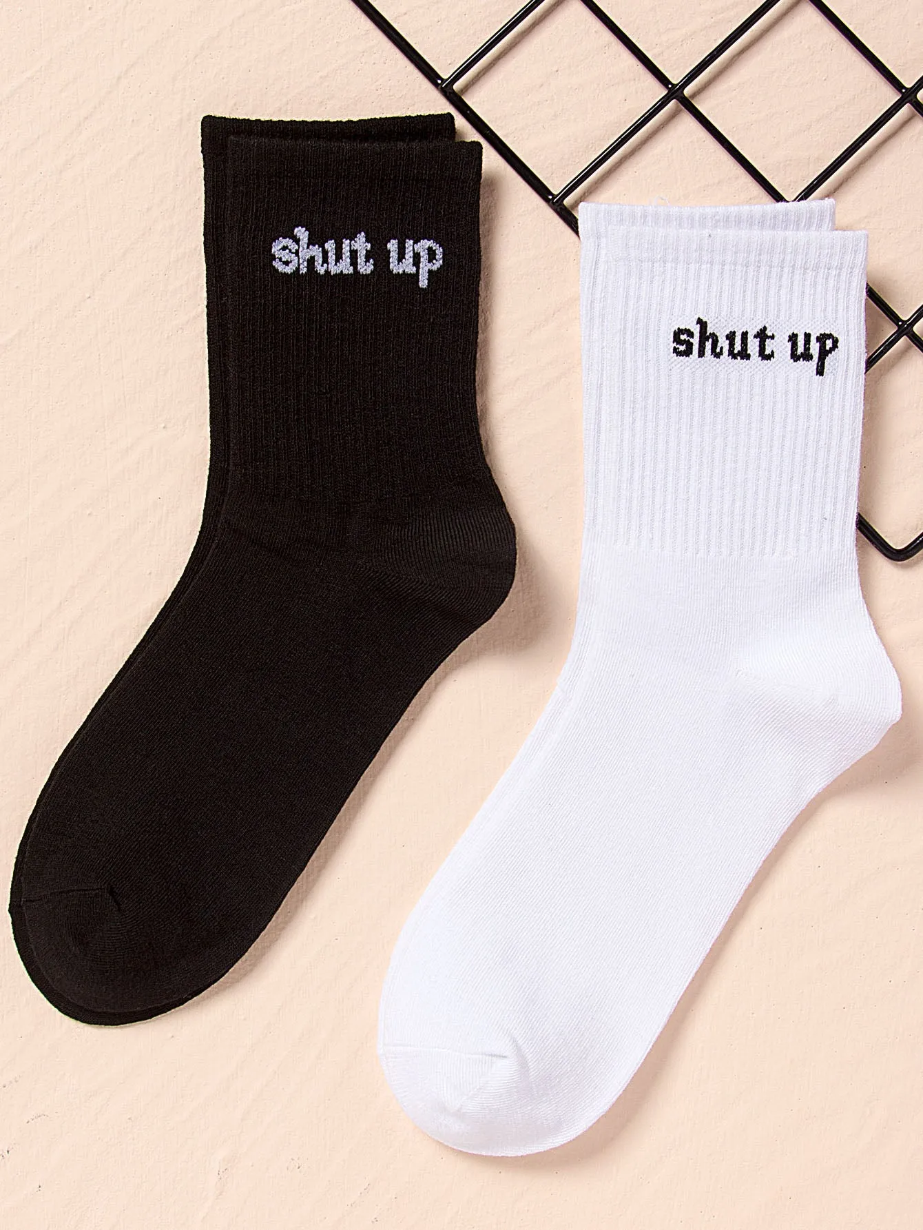 2pairs Shut Up Crew Socks for Women Fun Socks Funky Socks Novelty Socks