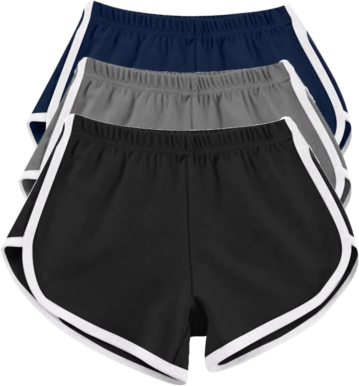 3 Pack Shorts for Women Summer Casual High Waisted Dolphin Workout Gym Running Athletic Sports Shorts Lounge