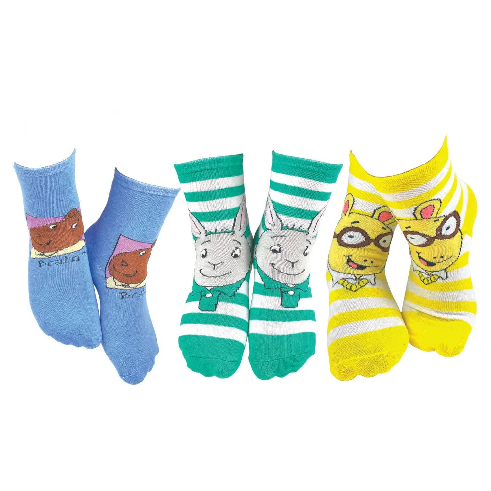 3 Pair PBS Kids Arthur & Friends Crew Socks