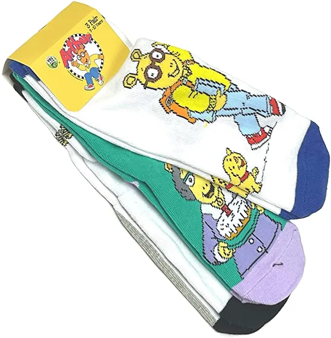 3 Pair PBS Kids Arthur & Friends Crew Socks