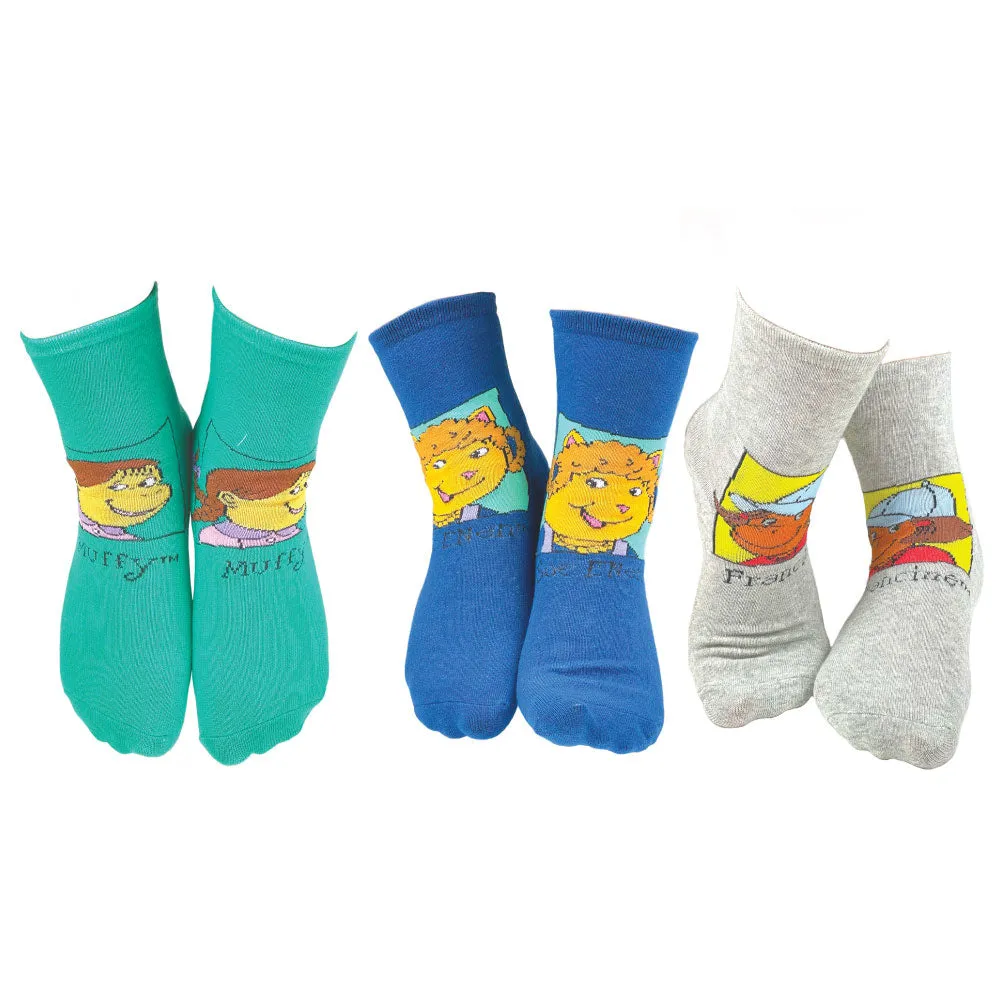 3 Pair PBS Kids Arthur & Friends Crew Socks