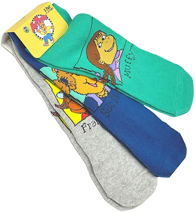 3 Pair PBS Kids Arthur & Friends Crew Socks