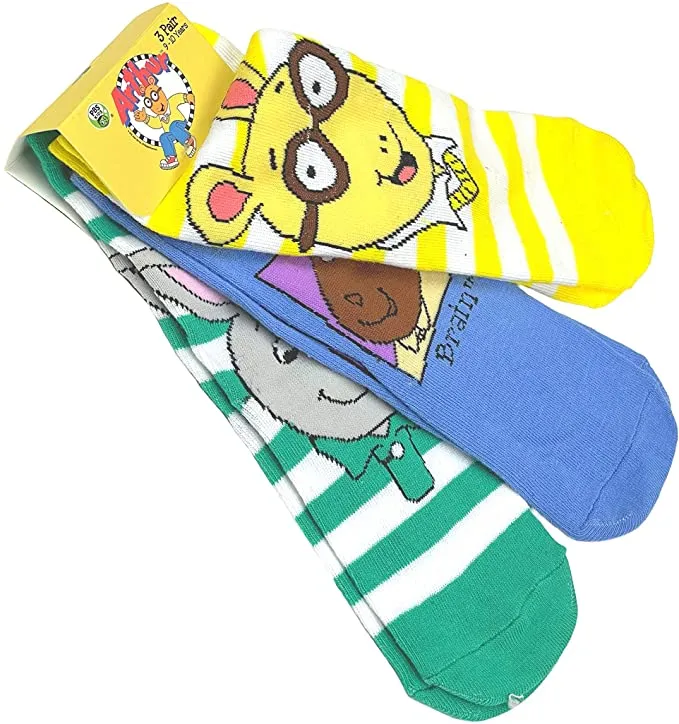 3 Pair PBS Kids Arthur & Friends Crew Socks
