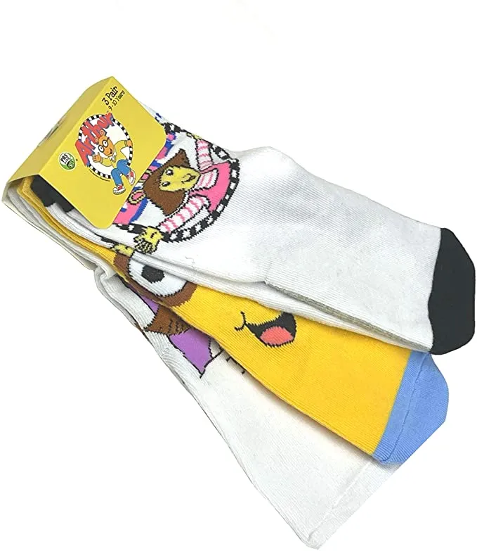 3 Pair PBS Kids Arthur & Friends Crew Socks