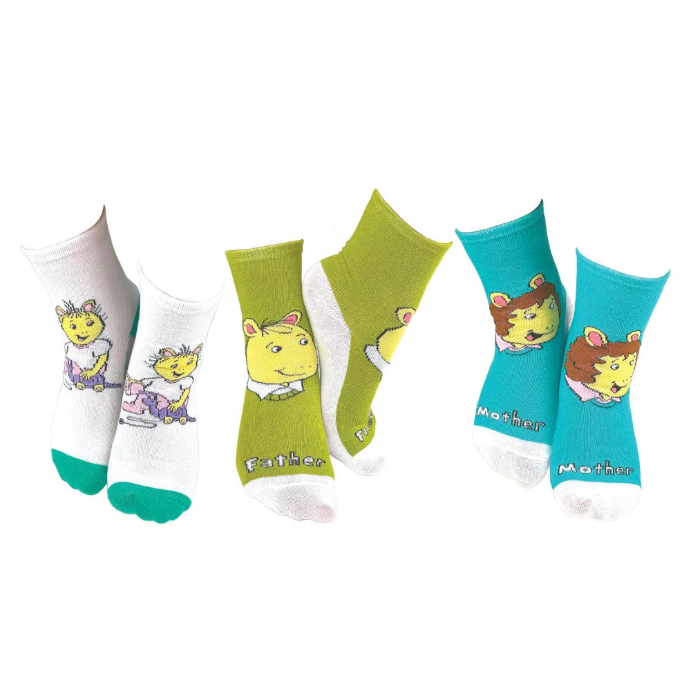 3 Pair PBS Kids Arthur & Friends Crew Socks