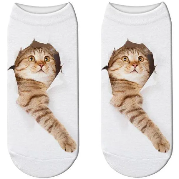 3D Cat Print Cotton Socks for Men & Women