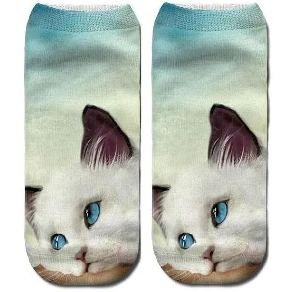3D Cat Print Cotton Socks for Men & Women