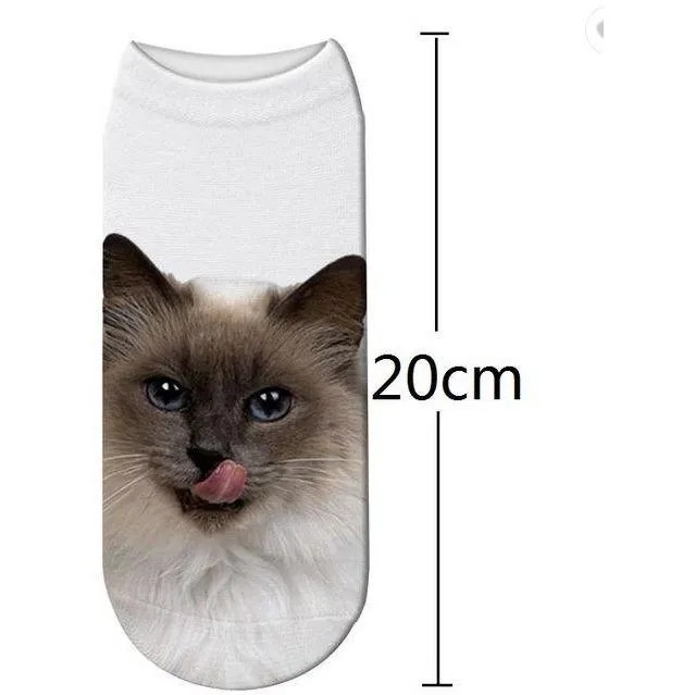 3D Cat Print Cotton Socks for Men & Women