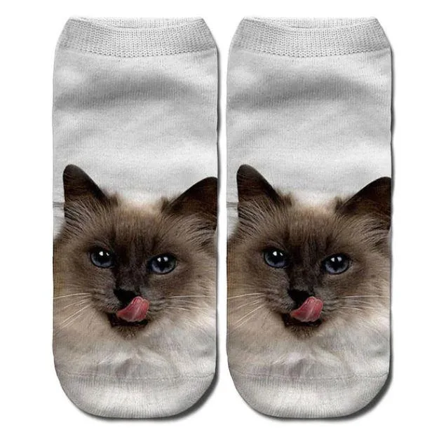 3D Cat Print Cotton Socks for Men & Women
