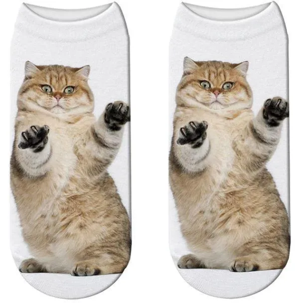 3D Cat Print Cotton Socks for Men & Women