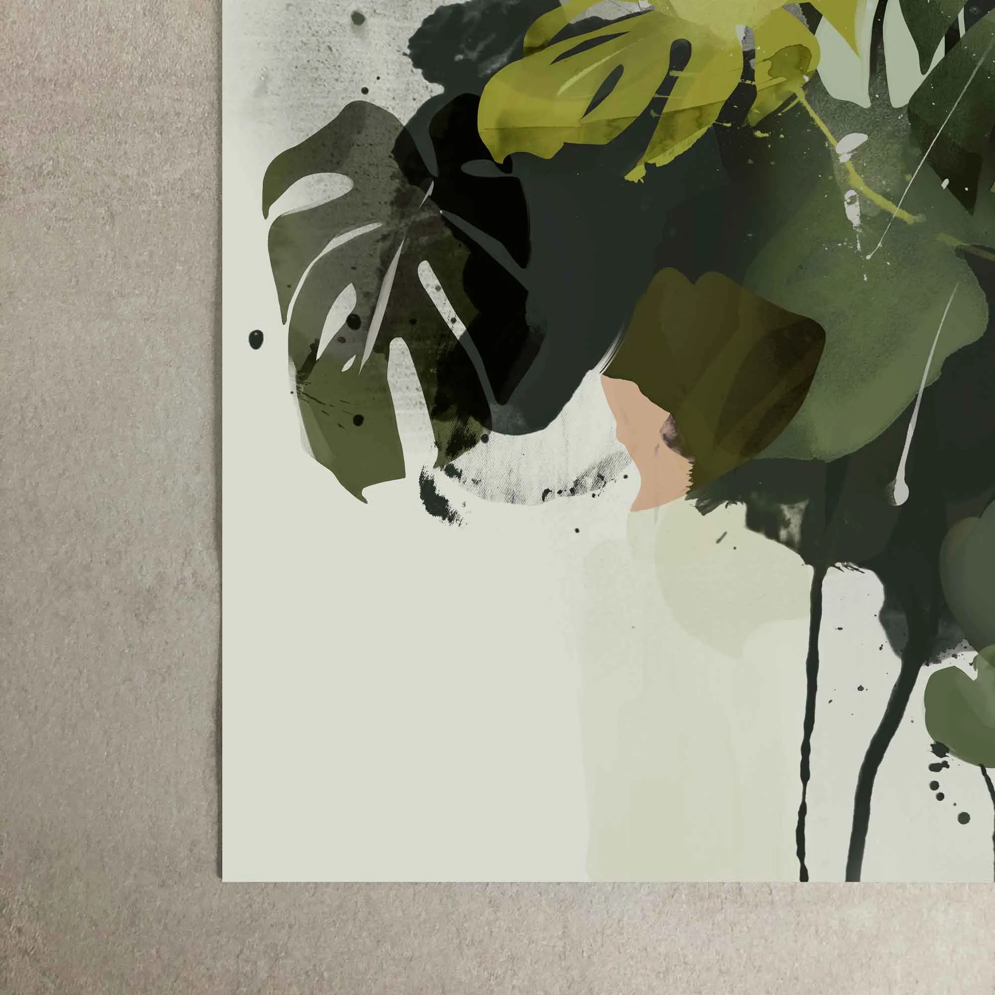 Abstract Monstera Leaf Art Print