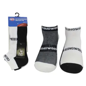 AFL Mens Ankle Socks - Collingwood Magpies - Set Of Two - Sock -