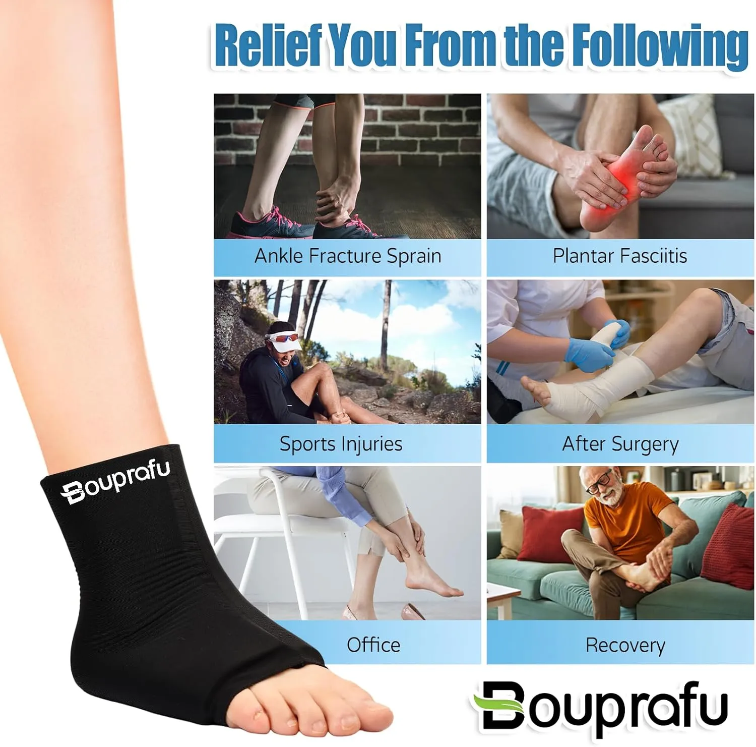 Ankle Ice Pack Wrap for Swelling, Plantar Fasciitis, Achilles Tendonitis, Arthritis, Foot Pain Foot Ice Pack Compression Cold and Hot Compress Therapy (L)
