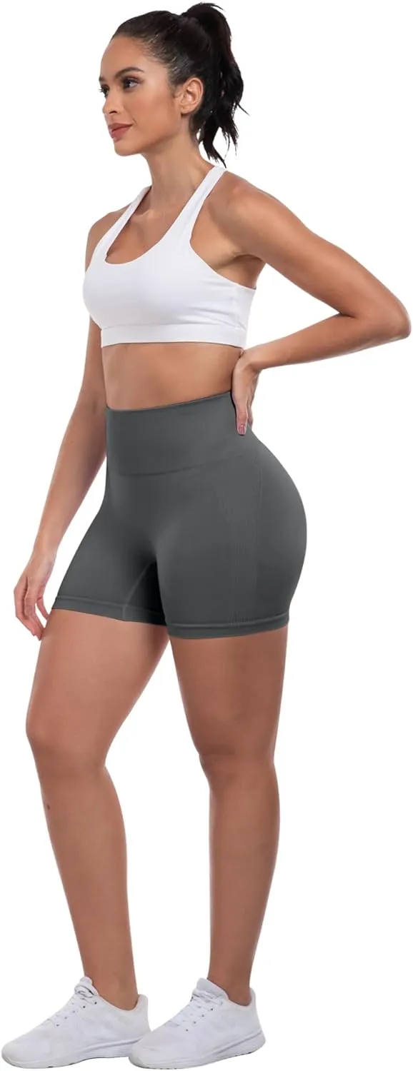 ATHVOTAR Workout Gym Biker Shorts Women: High Waisted Seamless Sports Running Butt Lifting Shorts Sets
