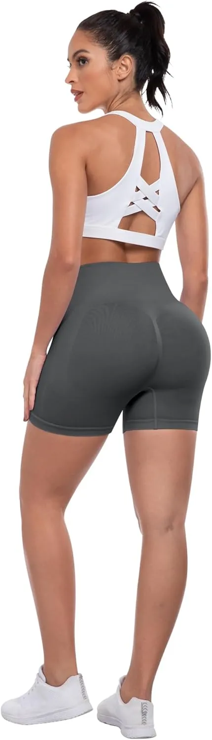 ATHVOTAR Workout Gym Biker Shorts Women: High Waisted Seamless Sports Running Butt Lifting Shorts Sets