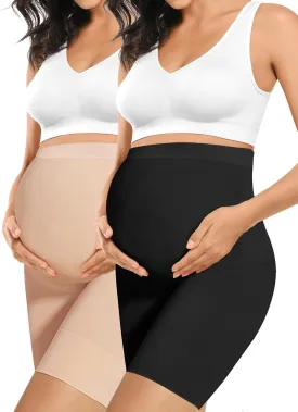 Baby Bump Premium Maternity Shapewear, High Waisted Mid-Thigh Pregnancy Underwear Prevent Chaffing Soft Adominal Support