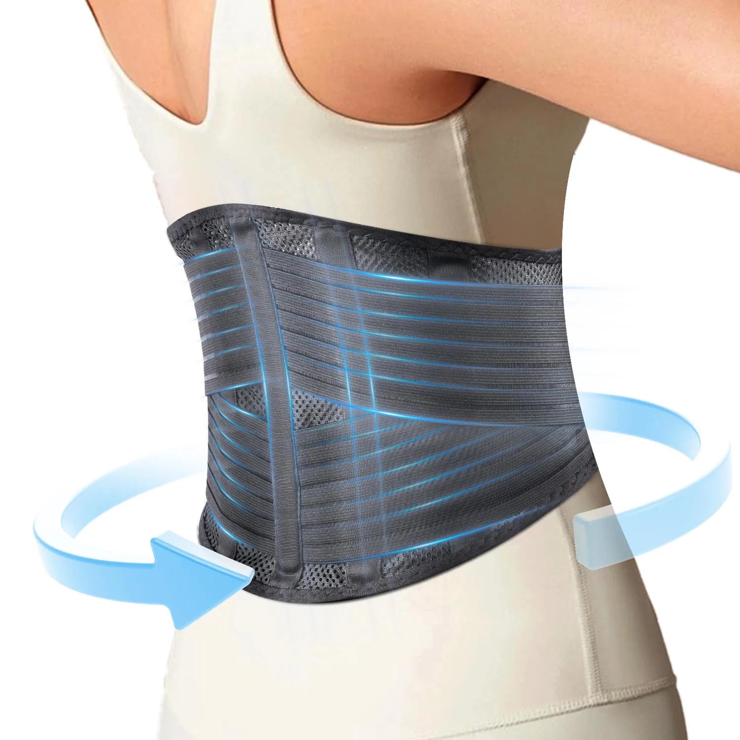 Back Support Brace for Posture with Stretchable Belt.Upgraded High-elastic Straps.Lumbar Back Brace for Lower Back Pain Relief with Breathable Mesh.Sitting,Lifting,Walking,M