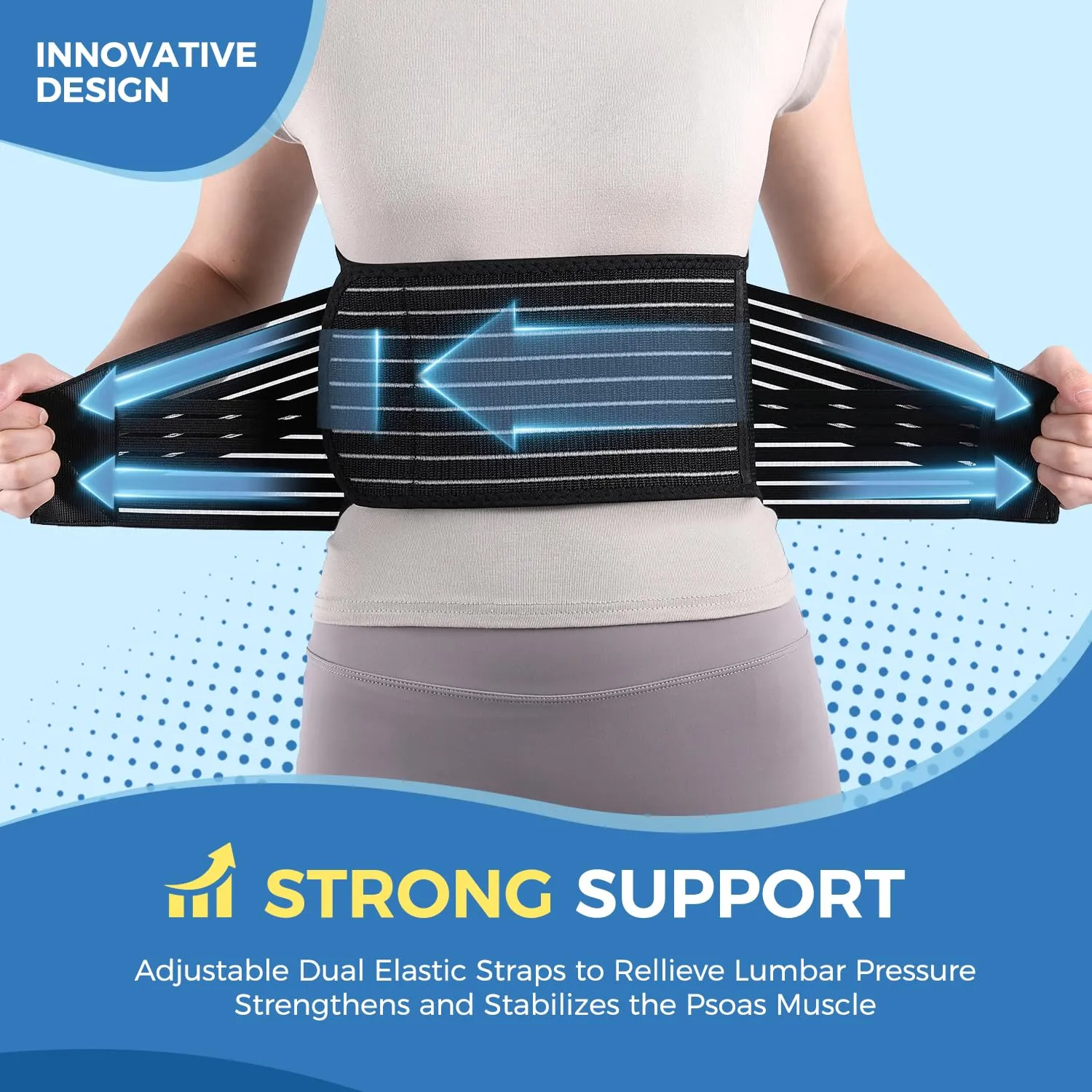 Back Support Brace for Posture with Stretchable Belt.Upgraded High-elastic Straps.Lumbar Back Brace for Lower Back Pain Relief with Breathable Mesh.Sitting,Lifting,Walking,M