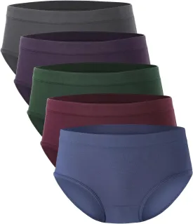 BAMBOO COOL Womens Underwear, Moisture-Wicking Briefs, Soft and Breathable Panties, Mid Waist, 5-Pack