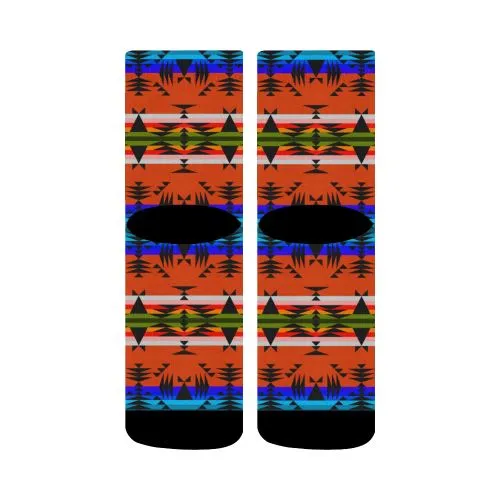 Between the Mountains Orange Crew Socks