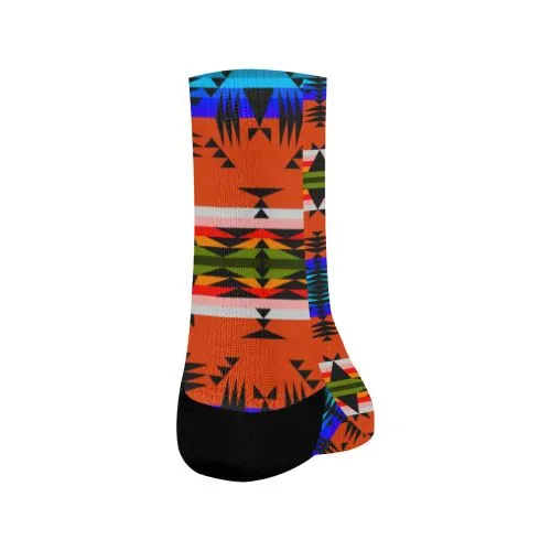 Between the Mountains Orange Crew Socks