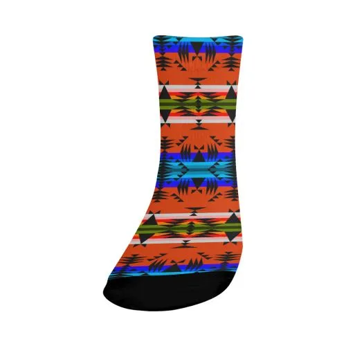 Between the Mountains Orange Crew Socks