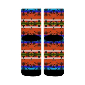 Between the Mountains Orange Crew Socks