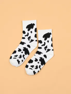 Black and White Cow Print Socks Funny Socks for Women Novelty Socks Funky Socks