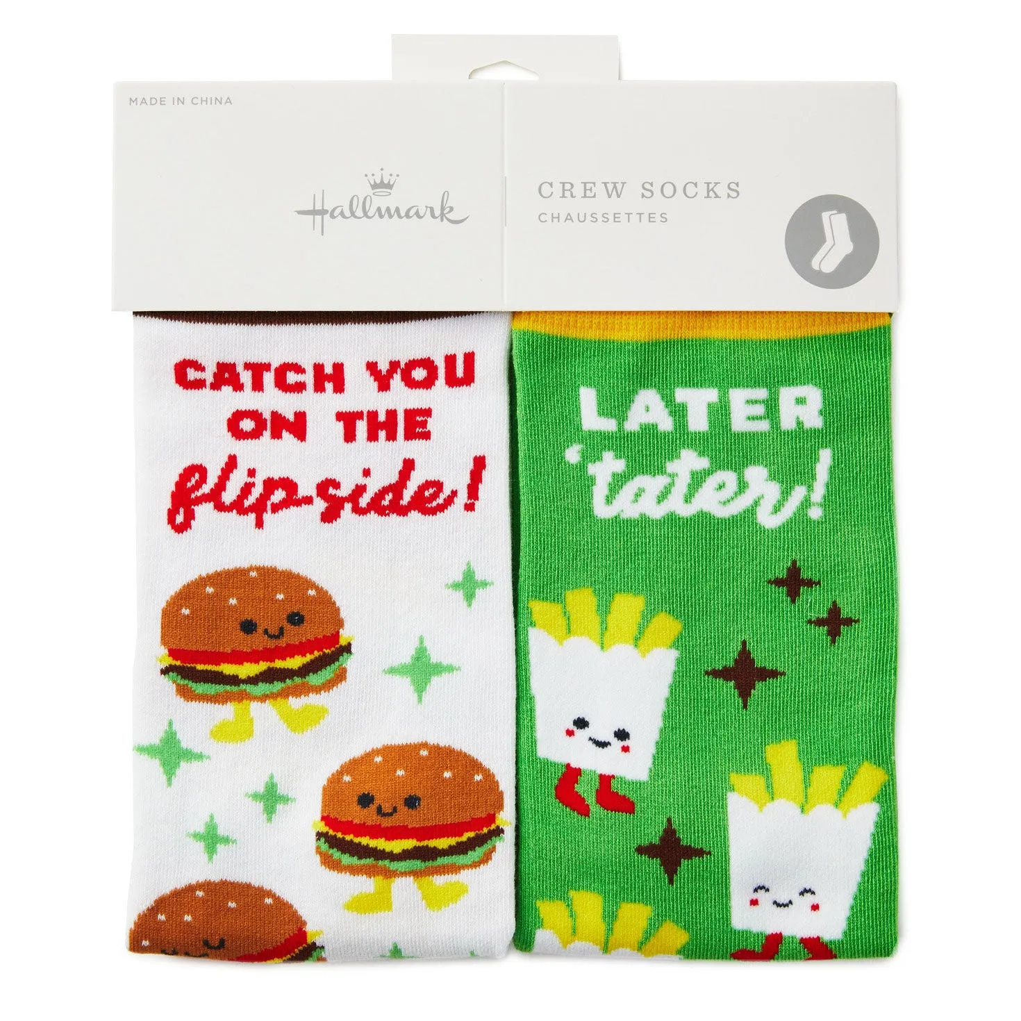 Burger and Fries Funny Crew Socks - Better Together