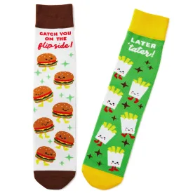 Burger and Fries Funny Crew Socks - Better Together