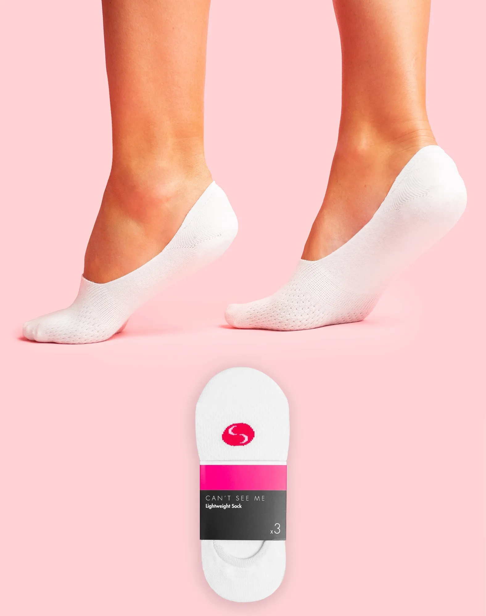 Can't See Me Sock - White 3 Pack