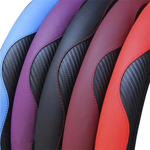 Car Auto Steering Wheel Cover Carbon Fibre Breathable Anti-slip Protector