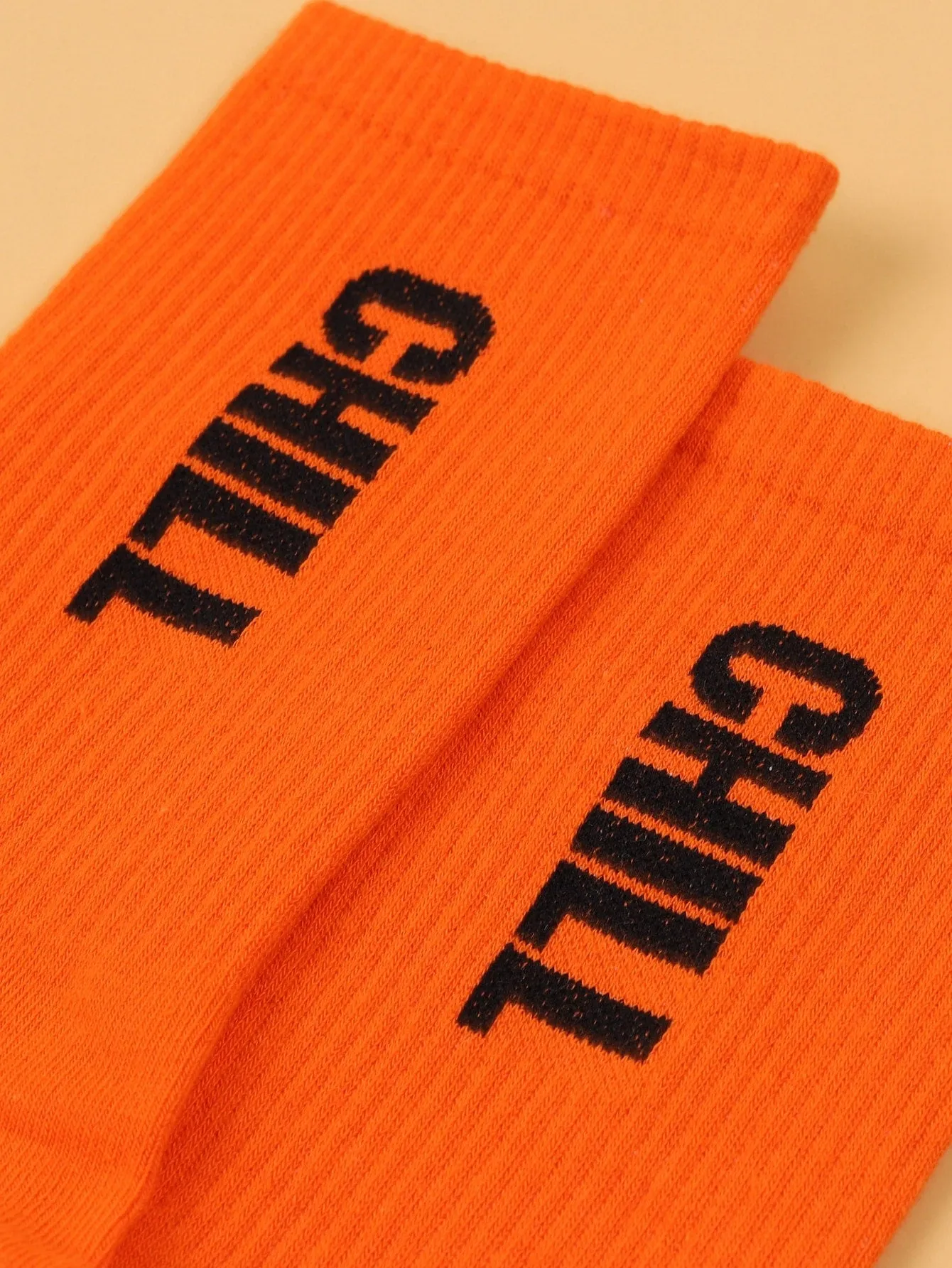 Chill Typography Orange Crew Socks Funny Socks for Women Novelty Socks Funky