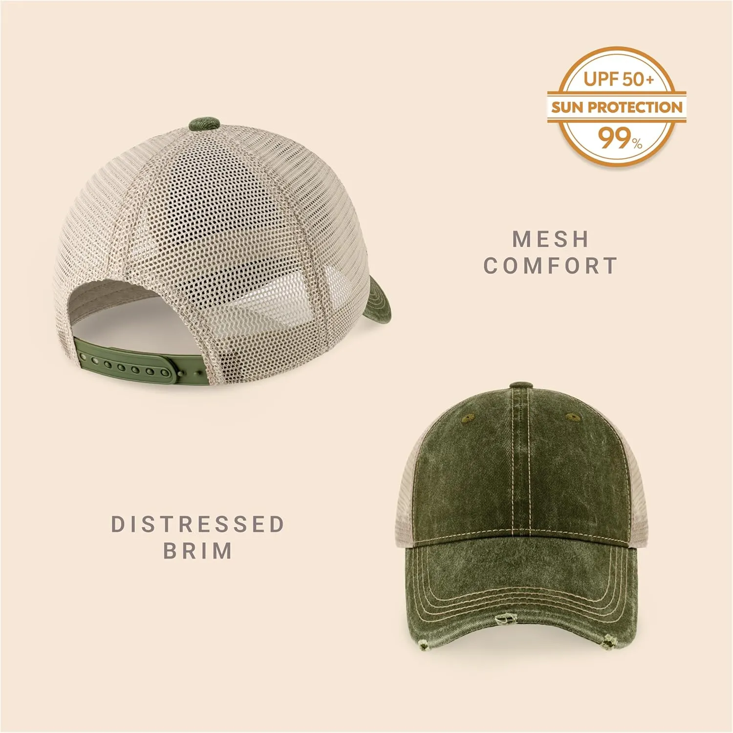 CHOK.LIDS Everyday Premium Washed Trucker Hat Unstructured Distressed Pigment Dyed Cap Adjustable Outdoor Headwear
