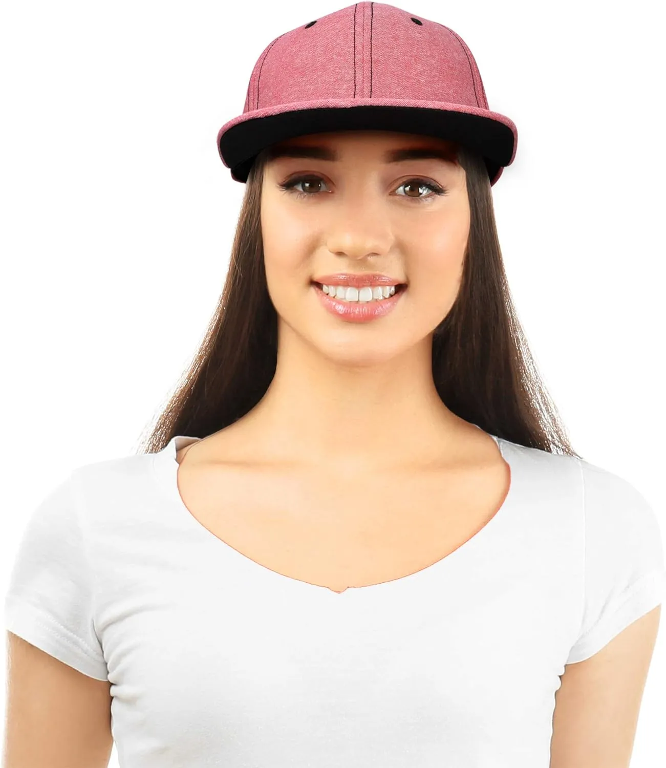 DALIX Premium Flat Bill Baseball Cap Structured Hat Snap Back Chambray