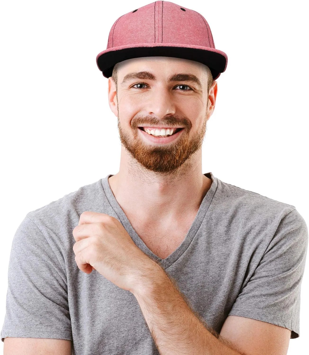 DALIX Premium Flat Bill Baseball Cap Structured Hat Snap Back Chambray