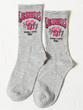 Dream States Team Los Angeles Grey Crew Socks for Women Fun Socks Funky Socks