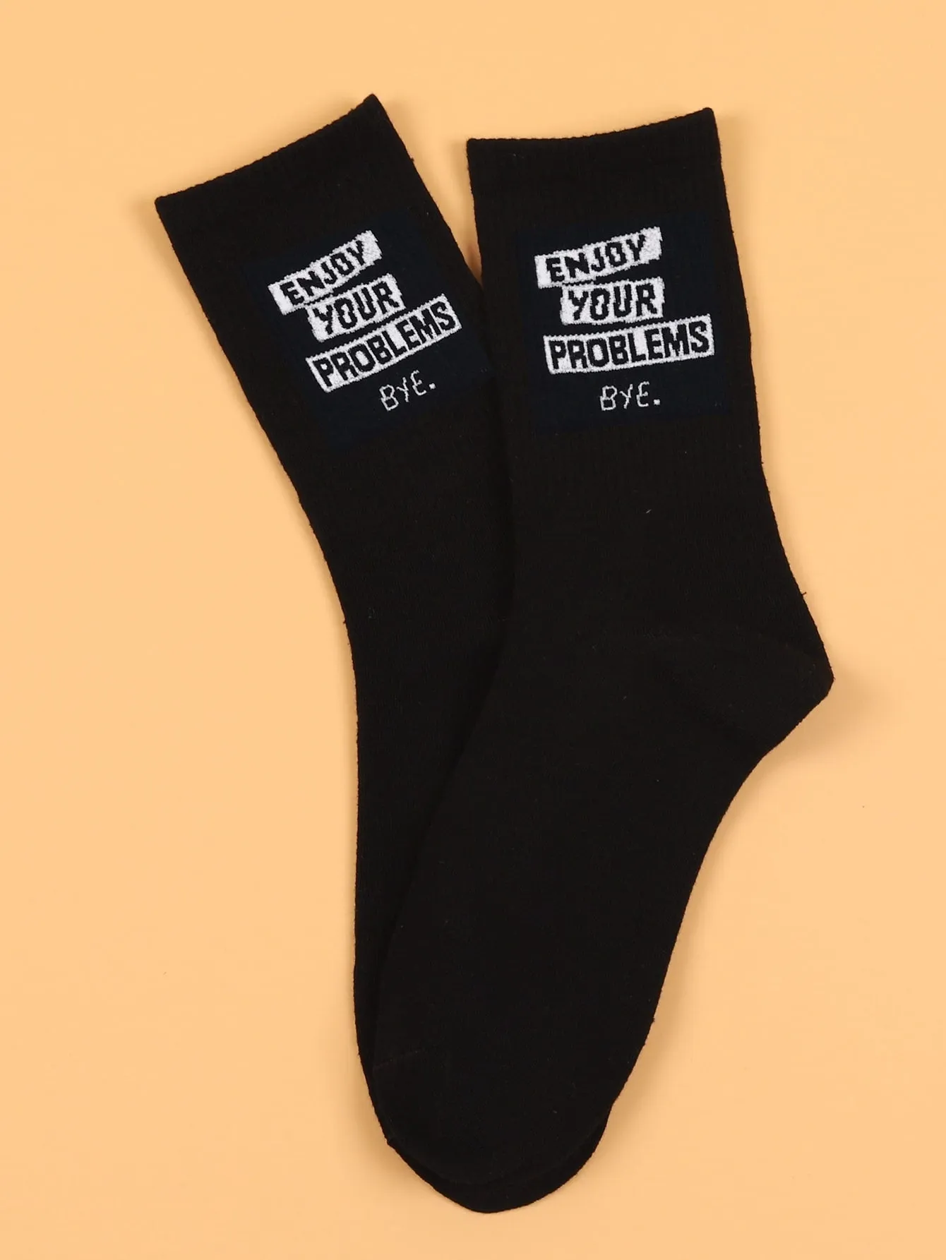 Enjoy Your Problems Bye Crew Socks Silly Socks for Women Funky Socks Funny Socks