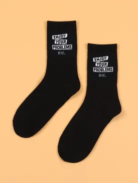 Enjoy Your Problems Bye Crew Socks Silly Socks for Women Funky Socks Funny Socks