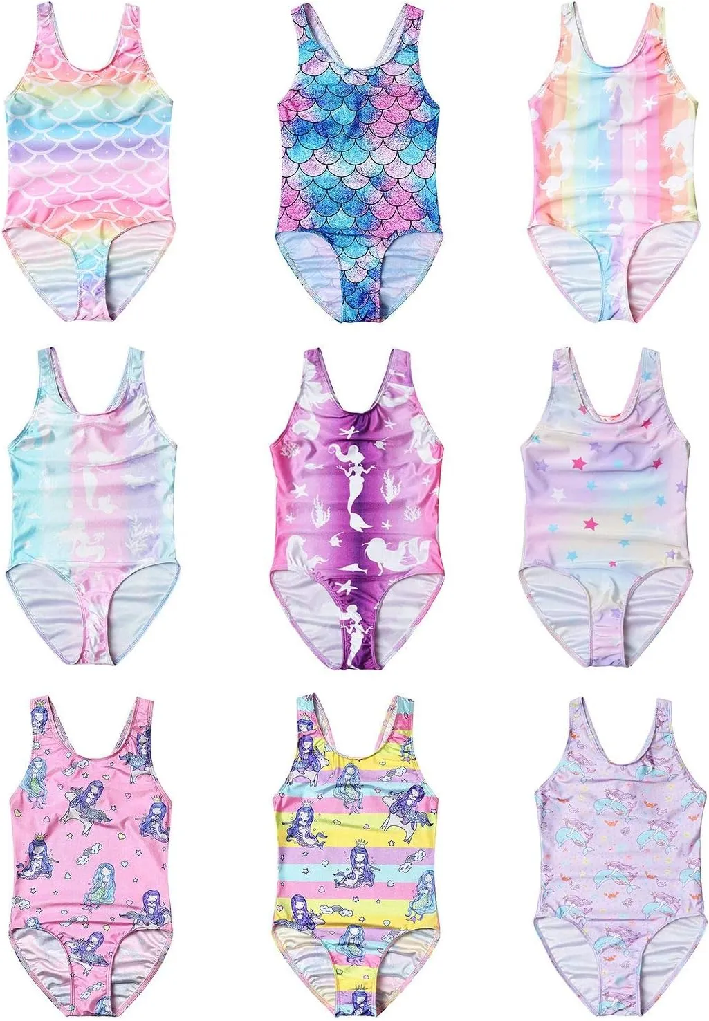 Girls Bathing Suits Unicorn Mermaid Swimsuits One Piece Swimwear