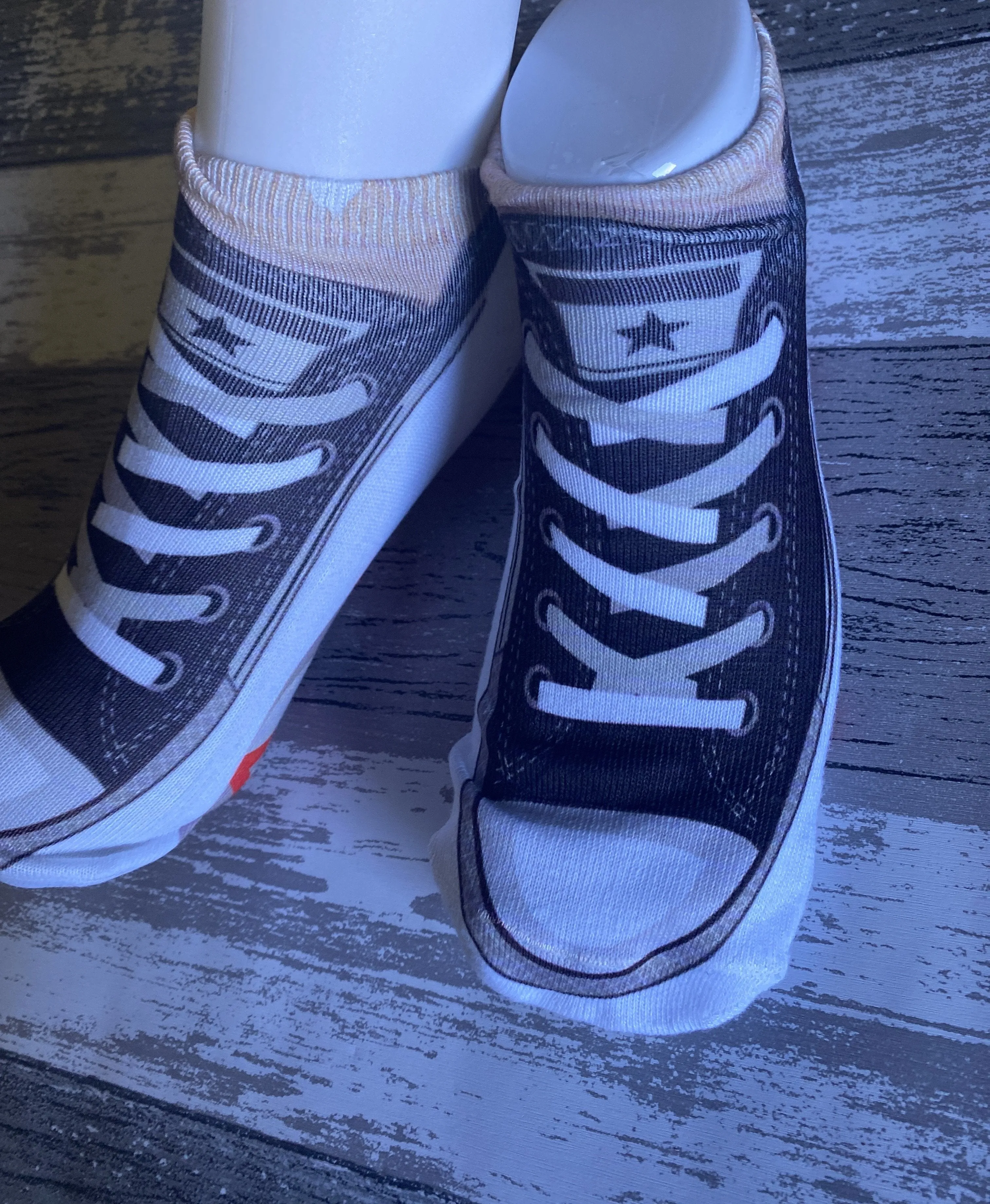 Grey and Black lace up shoe ankle socks/ fun dress socks