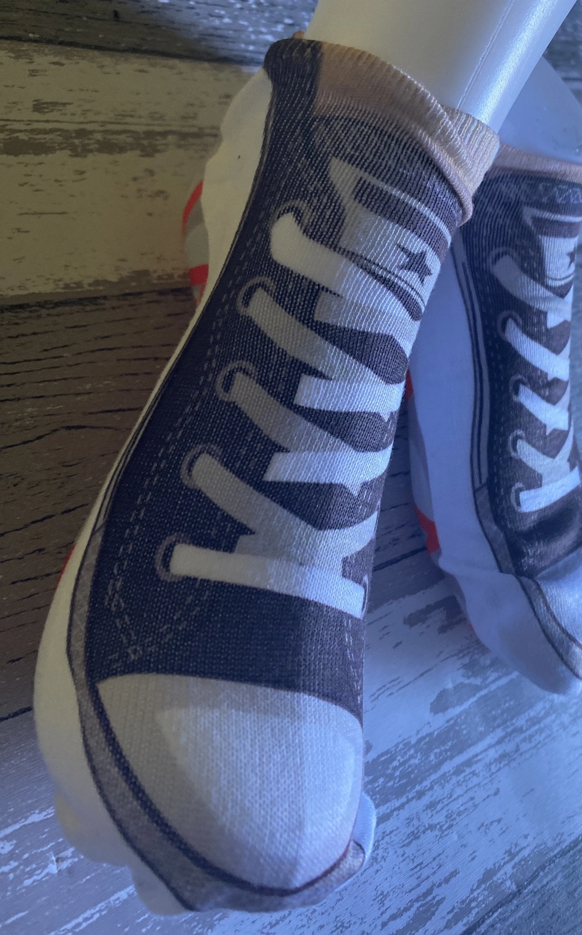 Grey and Black lace up shoe ankle socks/ fun dress socks