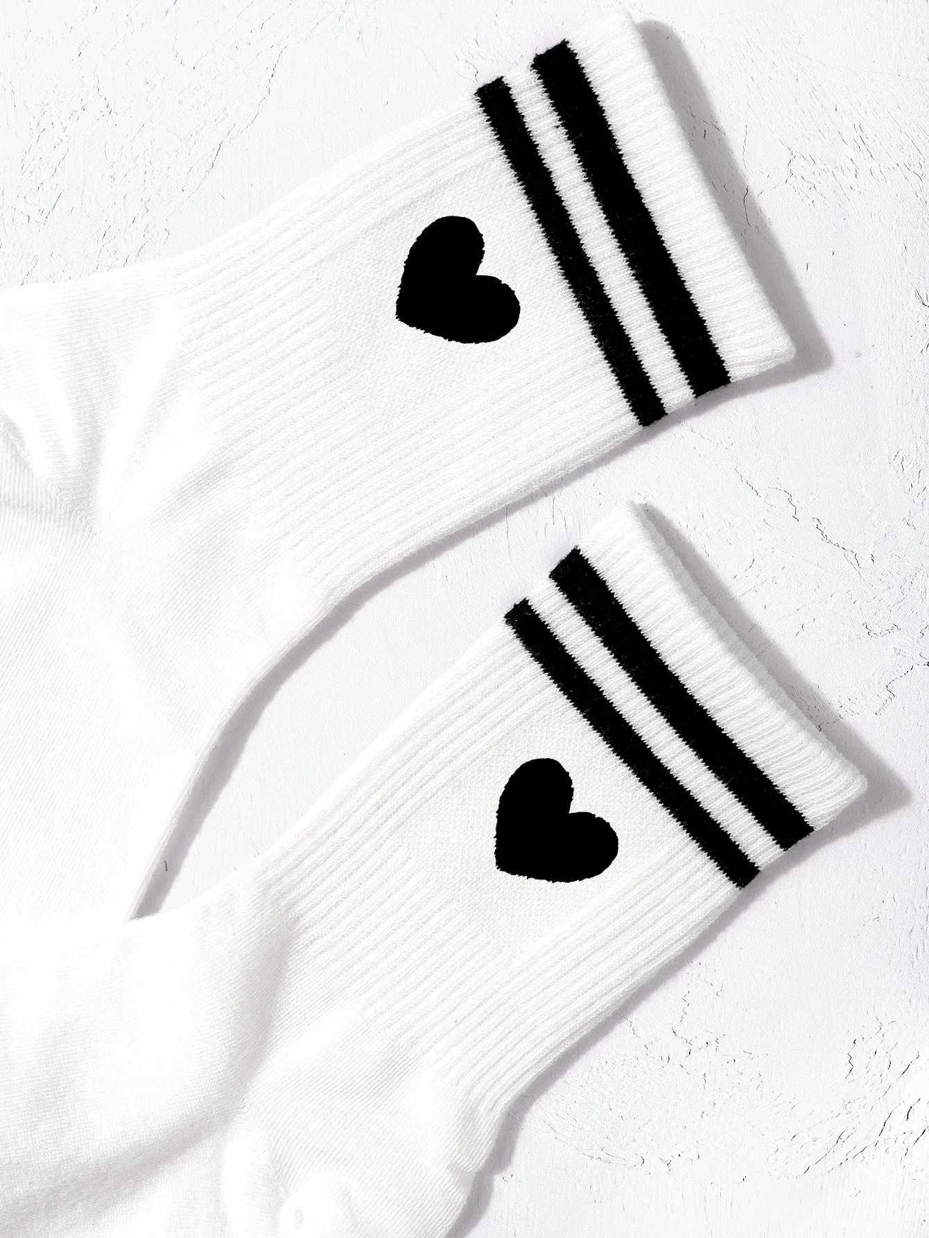 Heart & Striped Pattern Crew Socks Silly Socks for Women Funky Socks Funny Socks