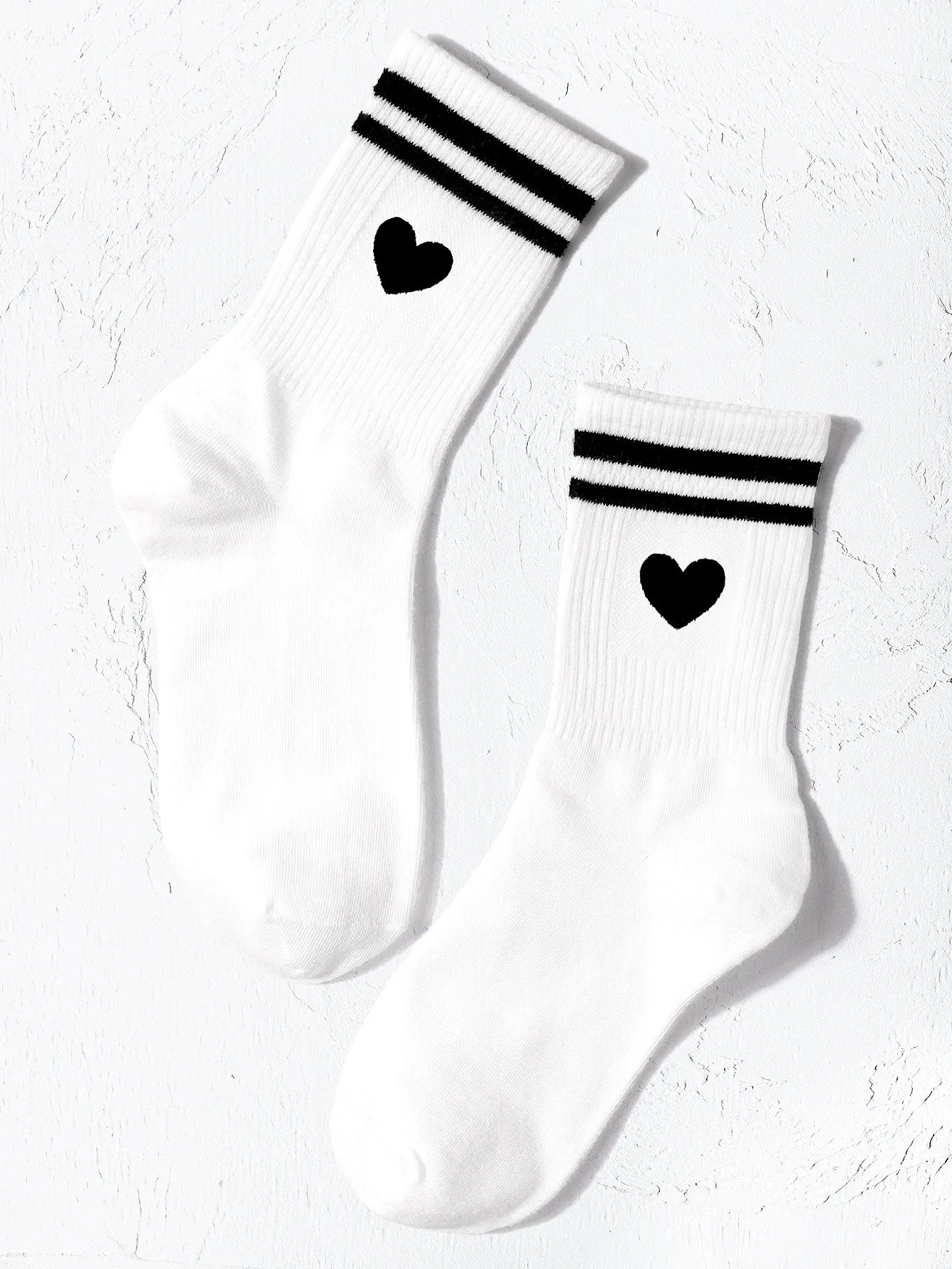 Heart & Striped Pattern Crew Socks Silly Socks for Women Funky Socks Funny Socks